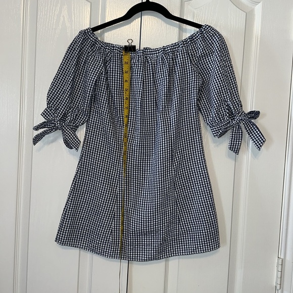 Pixie Market Gingham Check Women’s Off Shoulder Long Top Size Small - Picture 3 of 10